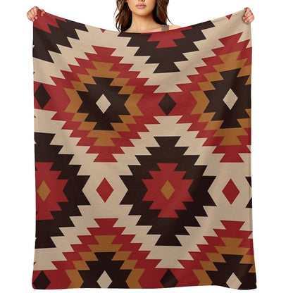 Navajo Red And Mustard Throw Blanket