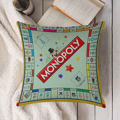 Monopoly Board Game Classic Linen Throw Pillow Cover
