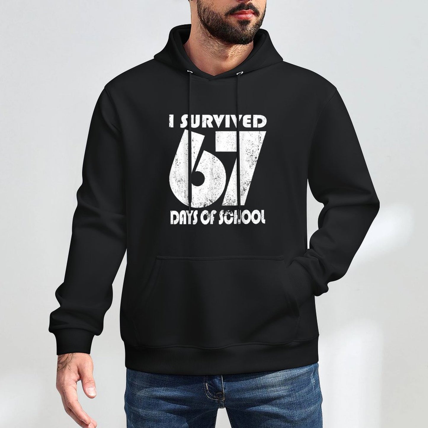 I Survived 67 Days of School Funny Meme 67 Teacher Student Breathable Fabric Hoodie