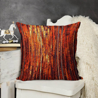 Abstract Orange Stripes Linen Throw Pillow Cover