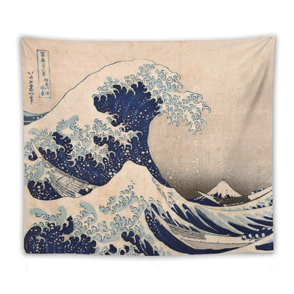Classic Japanese Great Wave Off Kanagawa by Hokusai Wall Tapestry Traditional Version HD High Quality Tapestry