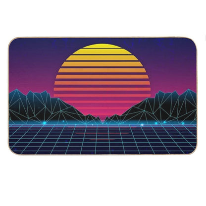 Future Synthwave Aesthetics Bath Mat