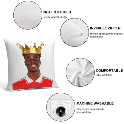 King Bukayo Saka Soft Anti-Pilling Throw Pillow