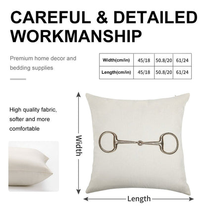 Snaffle Bit Linen Throw Pillow Cover