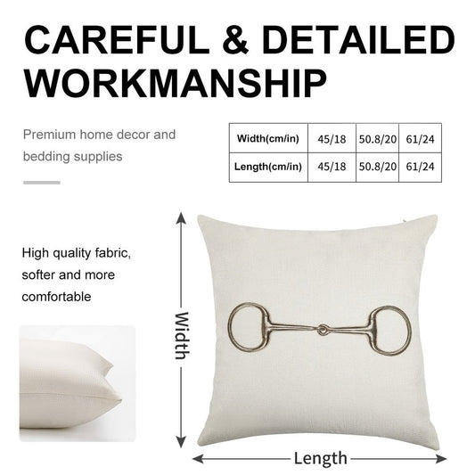 Snaffle Bit Linen Throw Pillow Cover