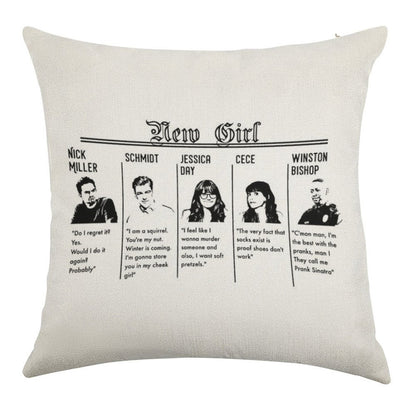 New Girl Linen Throw Pillow Cover