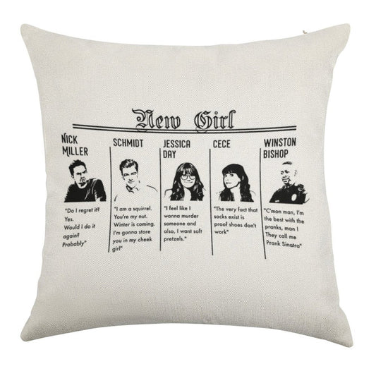 New Girl Linen Throw Pillow Cover