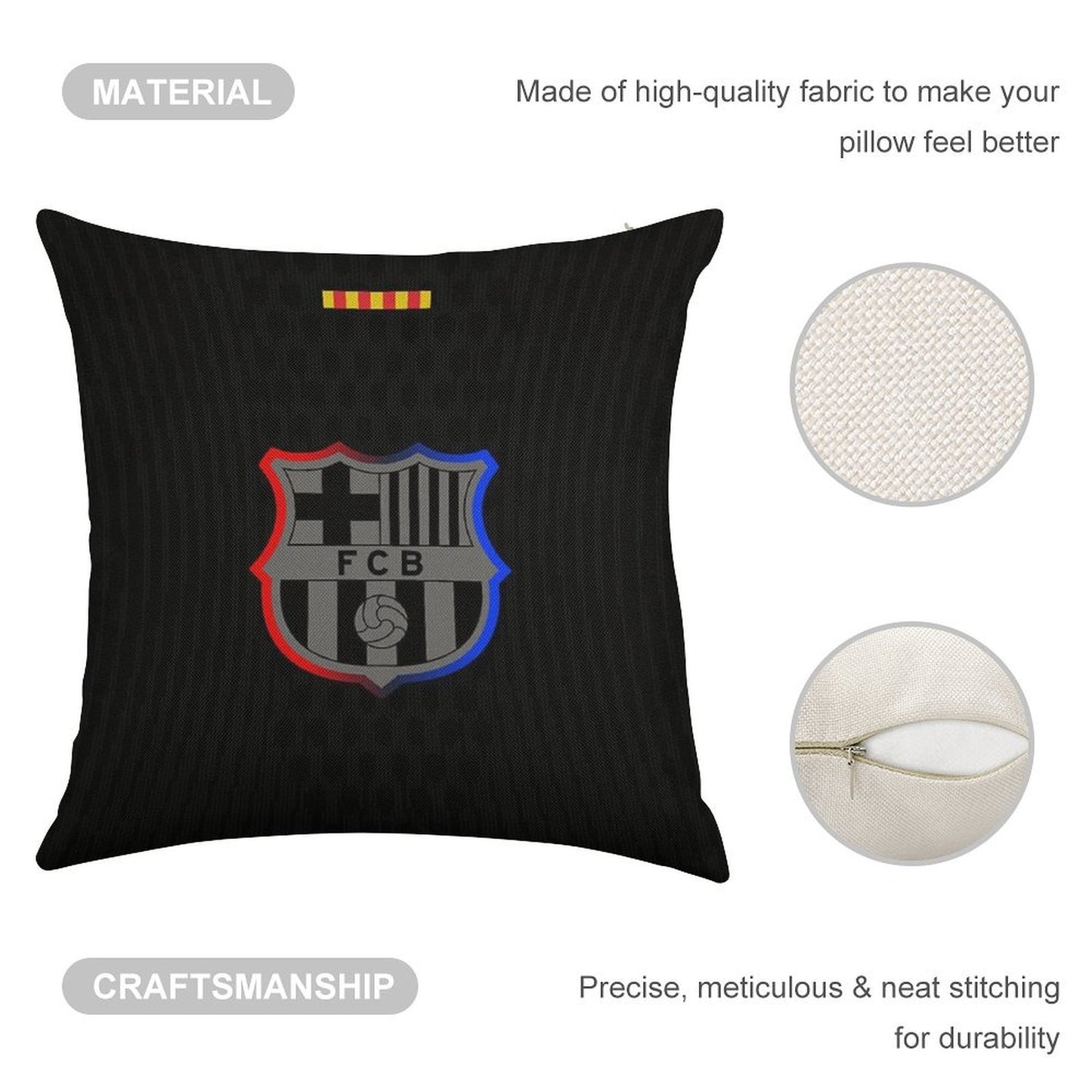 Barca Away 2024-25 Black Linen Throw Pillow Cover