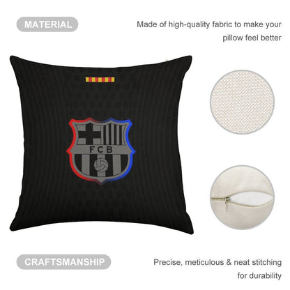 Barca Away 2024-25 Black Linen Throw Pillow Cover