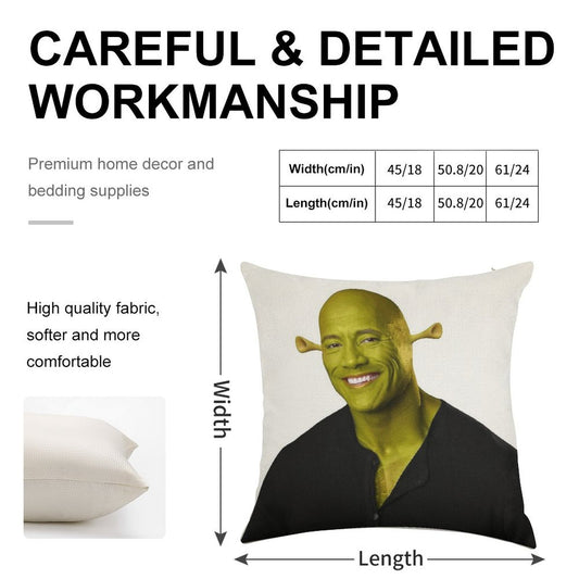 Shrek - Dwayne The Rock Johnson - Work of Art Linen Throw Pillow Cover