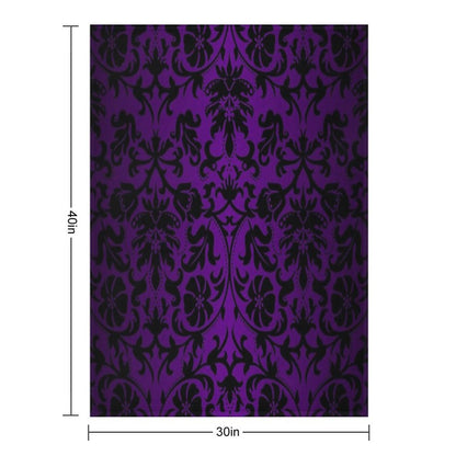 Purple And Black Damask Pattern Design Throw Blanket