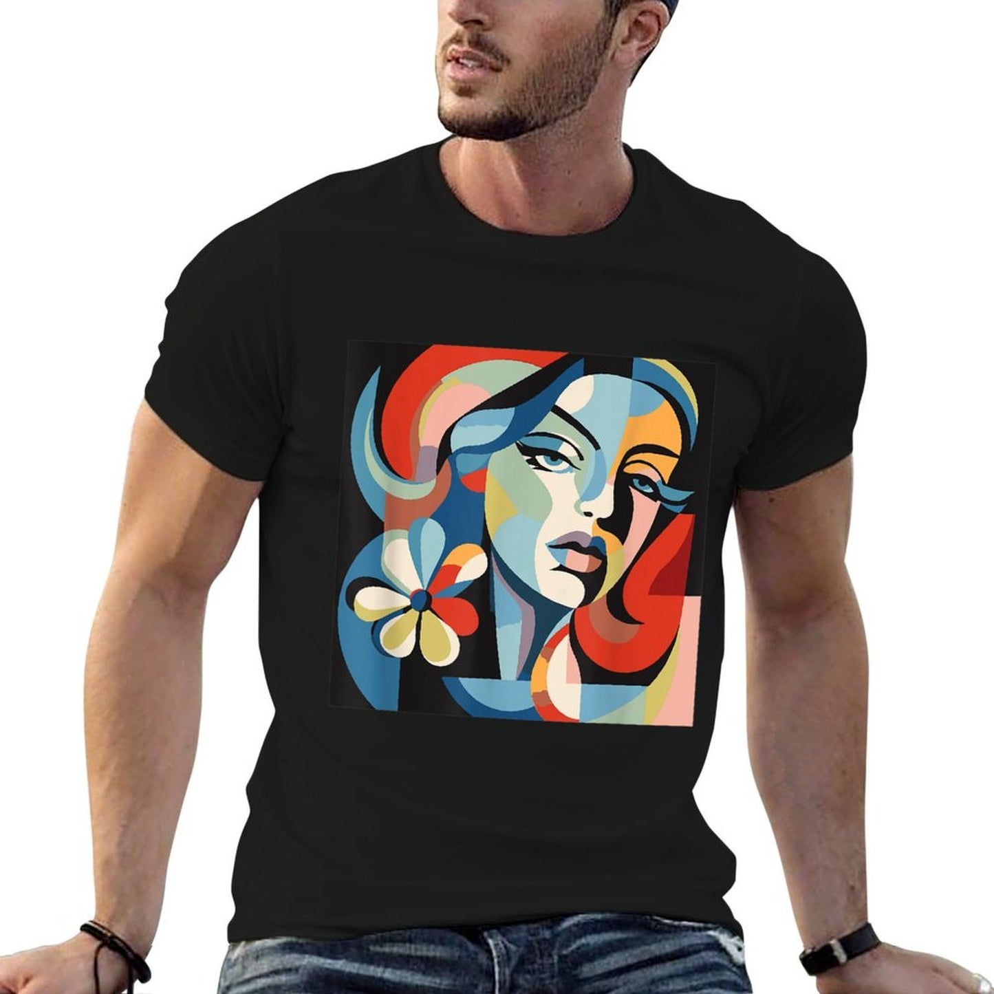 Abstract Woman Face Art Illustration Graphic Designs  Easy-care T-Shirt