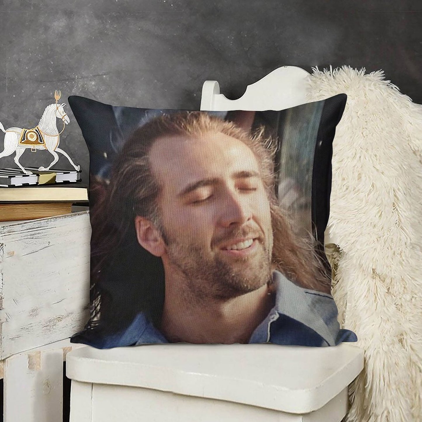 Nicolas Cage Linen Throw Pillow Cover