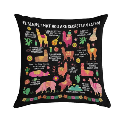 12 Signs That You Are Secretly A Llama Gifts For Llama Lovers Soft Shrink-Resistant Throw Pillow