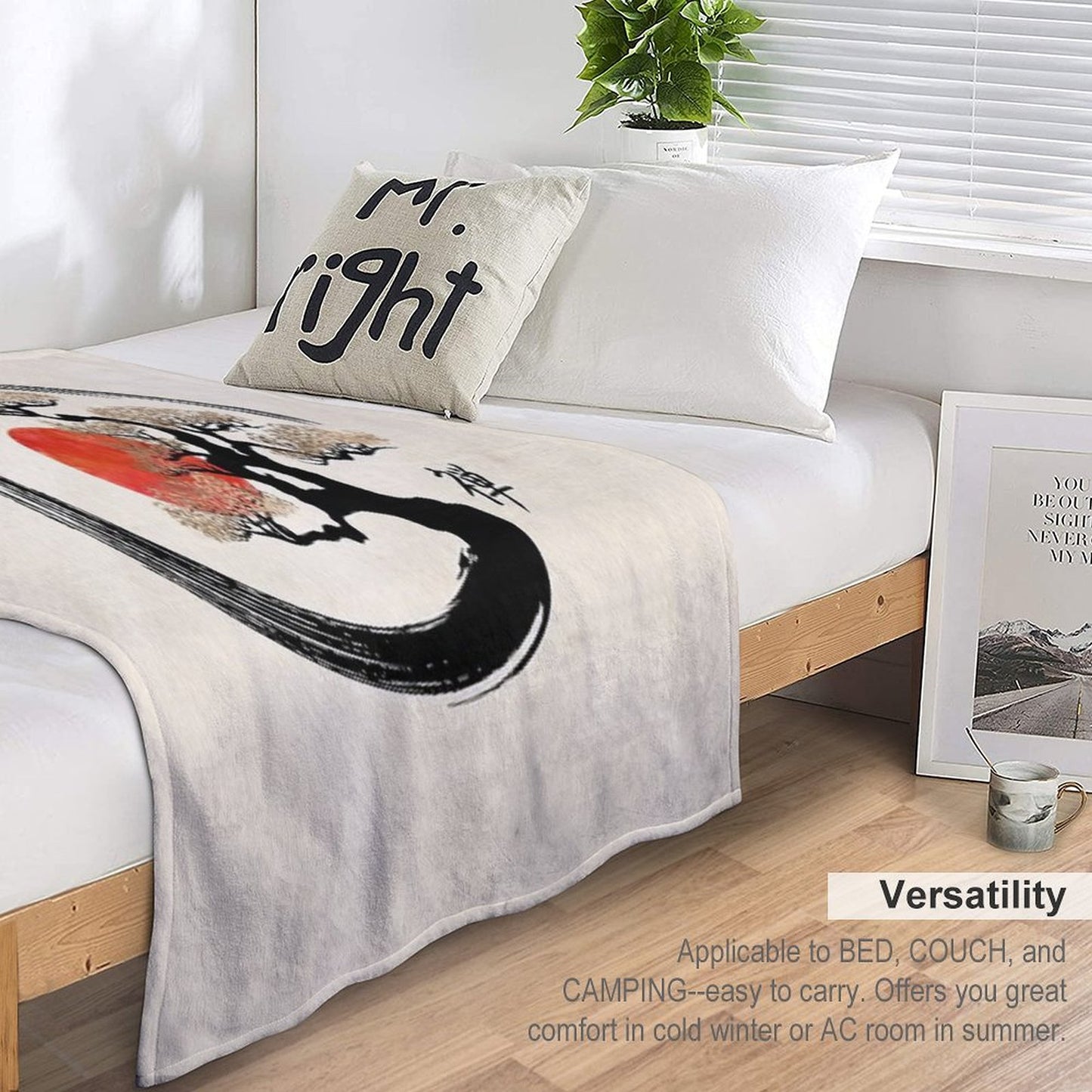 Enso Circle And Bonsai Tree on Canvas Throw Blanket