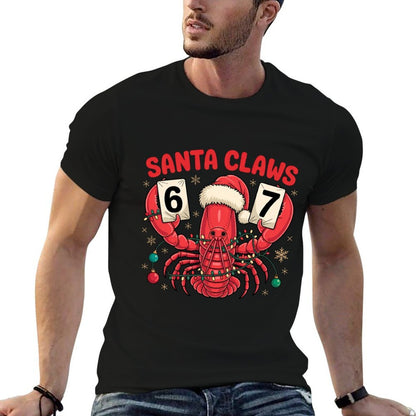 Santa Claws Funny Lobster Christmas Lights in 67 Meme Squad  Graphic-printed T-Shirt