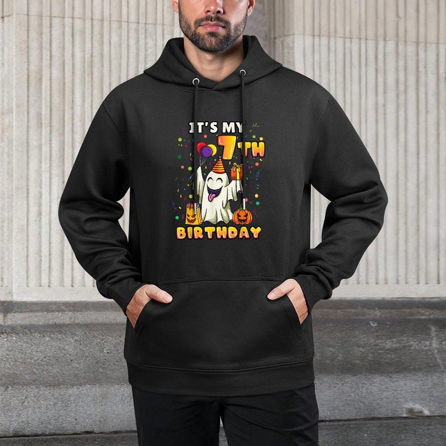 Its My 7th Birthday Ghost Halloween Kids Relaxed Fit Hoodie