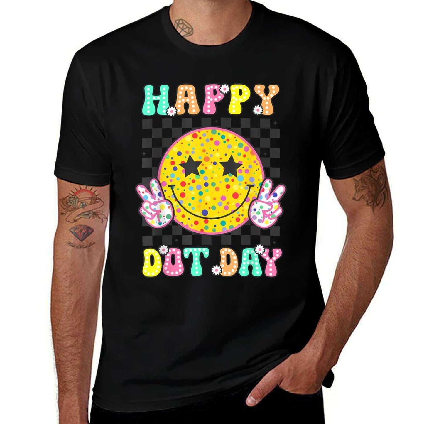 Happy Dot Day Smile Face Colorful Polka Dot Groovy Kids  Soft T-Shirt