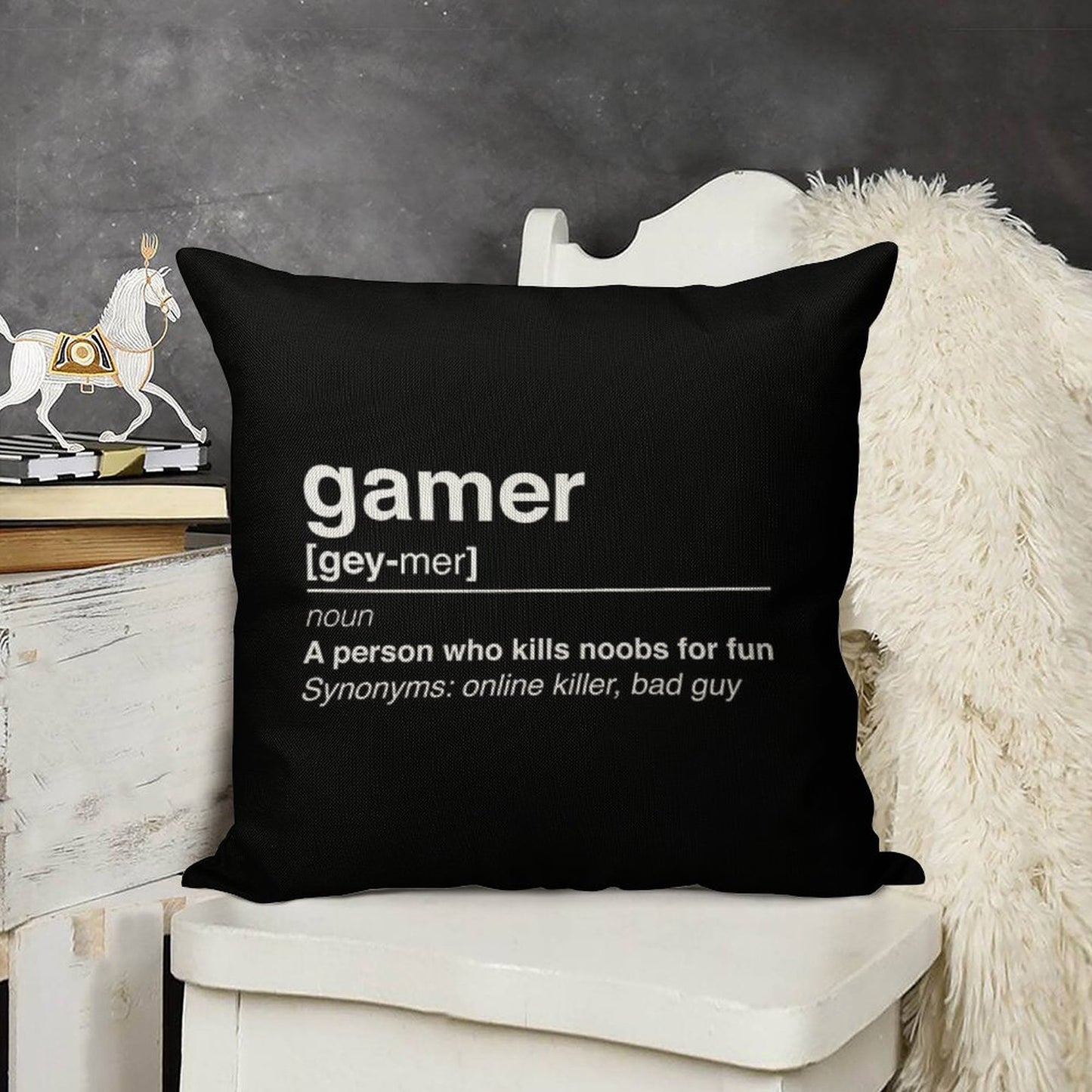 Gamer Definition Linen Throw Pillow Cover