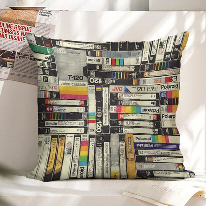 VHS Linen Throw Pillow Cover