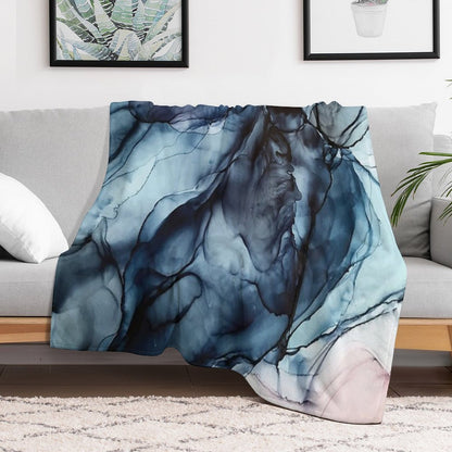 Blush And Darkness Abstract Alcohol Ink Painting Throw Blanket