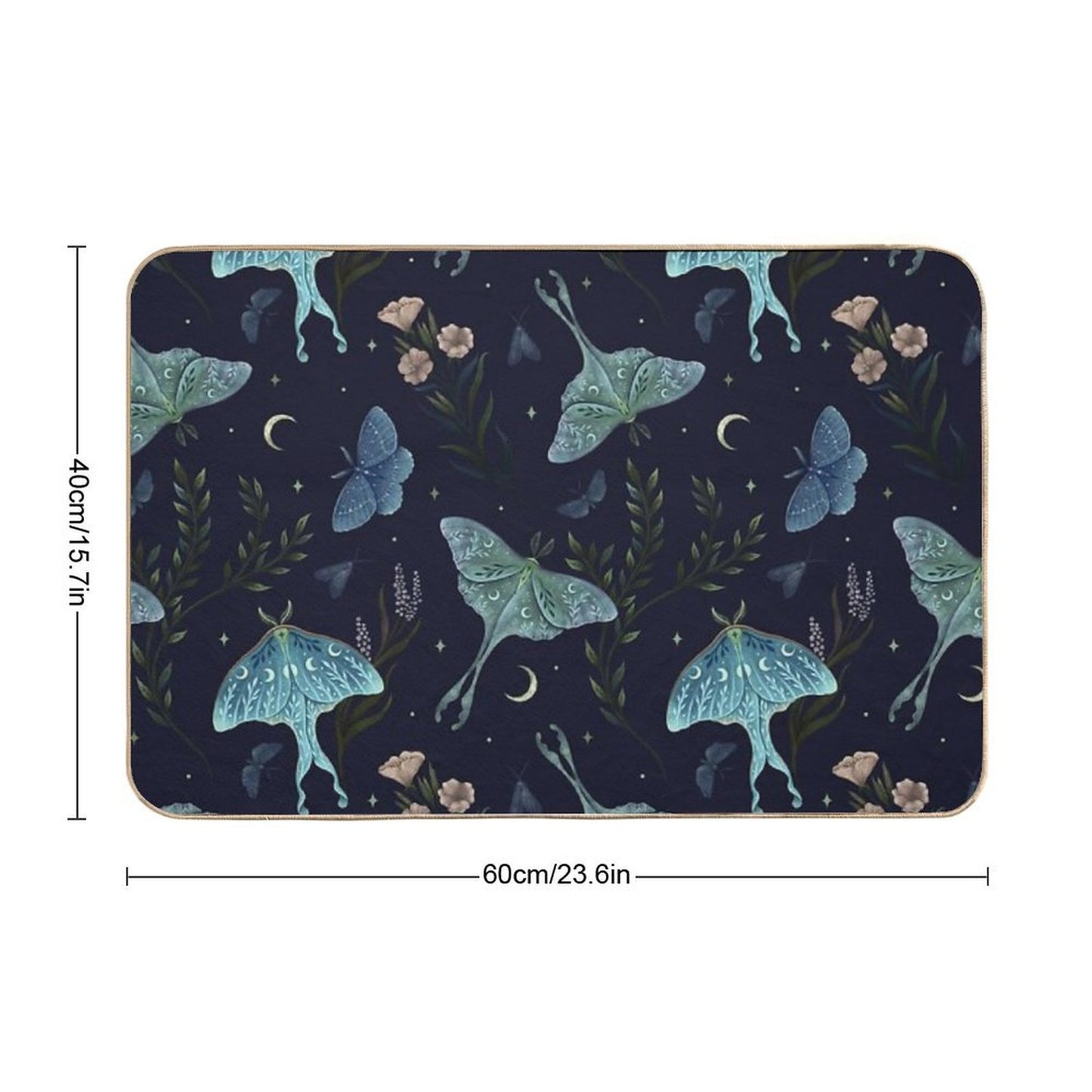 Luna Moth Pattern  Toxin-Free Bath Mat