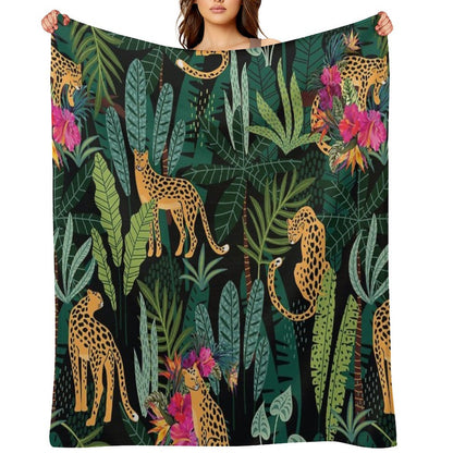 Tropical Cheetah Print Throw Blanket
