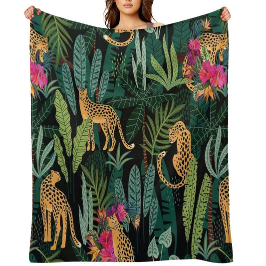 Tropical Cheetah Print Throw Blanket