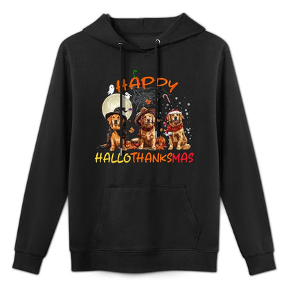 Happy Halloween Thanksgiving Christmas Golden Retriever Xmas Sweatshirt Unisex Design Hoodie