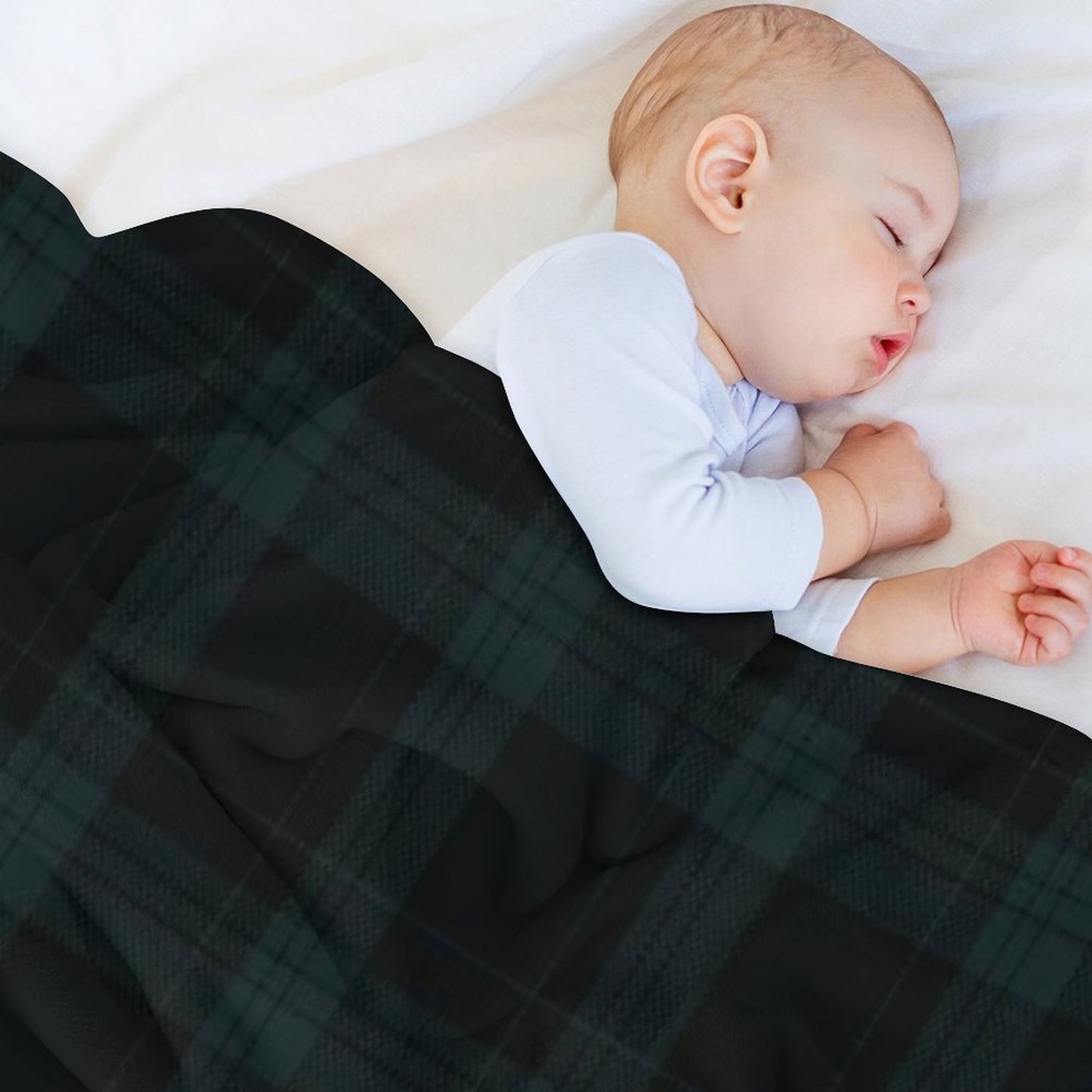 Dark Hunter Green And Deep Charcoal Tartan Plaid Throw Blanket