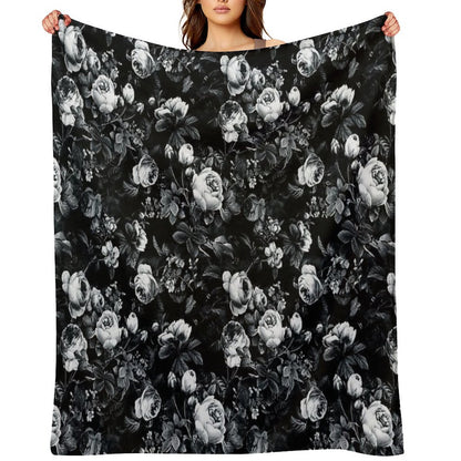 Roses Black And White Throw Blanket