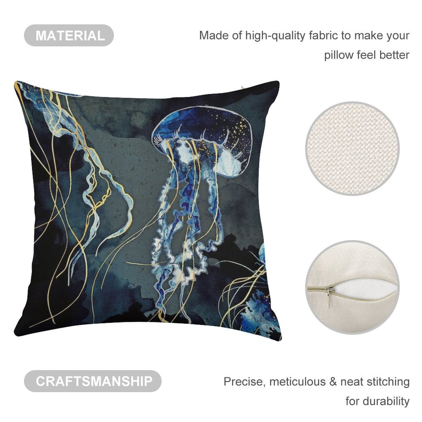 Metallic Ocean III Linen Throw Pillow Cover