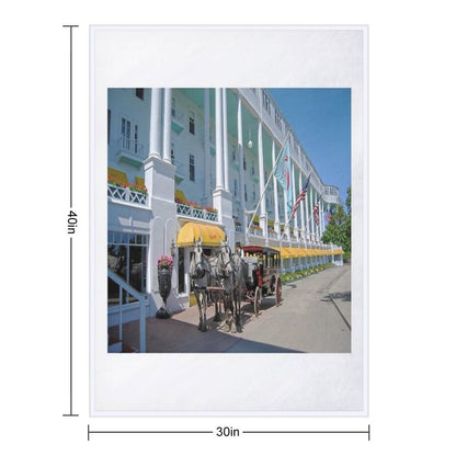 Carriage at The Grand Hotel, Mackinac Island, Michigan Throw Blanket