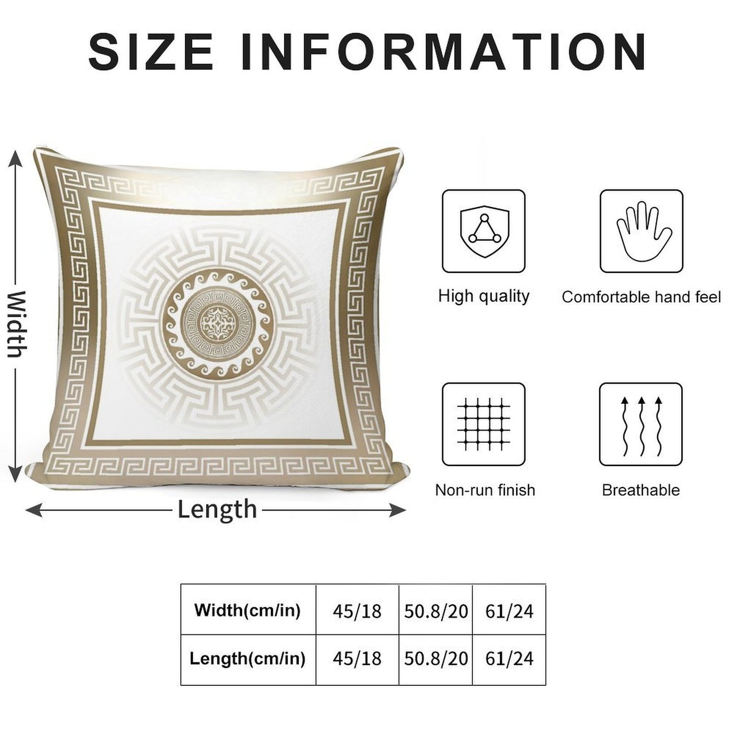 Greek Key Meander Bronze White Soft Fade-Resistant Throw Pillow