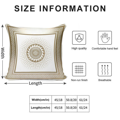 Greek Key Meander Bronze White Soft Fade-Resistant Throw Pillow