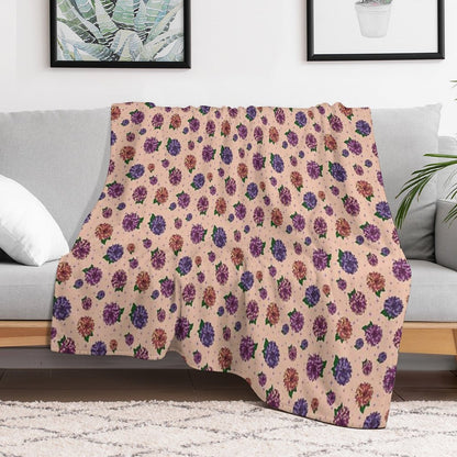 Dahlias Multicolored Peach Throw Blanket