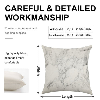 White Marble Print Linen Throw Pillow Cover