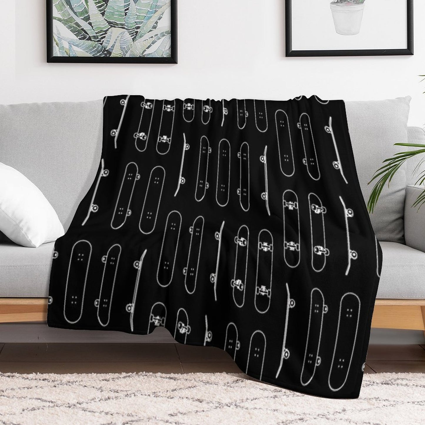 Skateboard Rows White Lines Throw Blanket