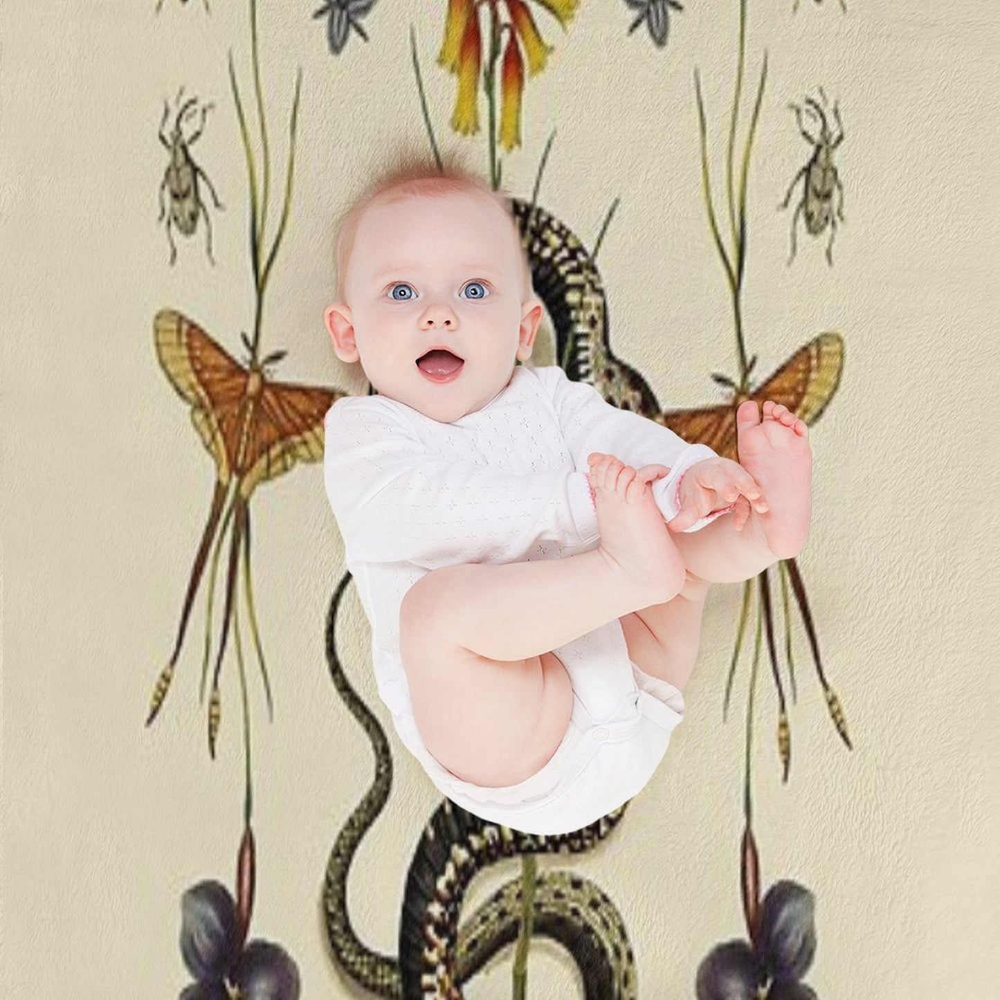 Snake, Swallowtail, & Wildflowers III Throw Blanket