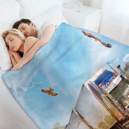 Kenworth Truck with Three Tailers Throw Blanket