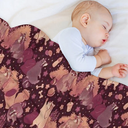 Raccoons Nighttime Pillage Throw Blanket