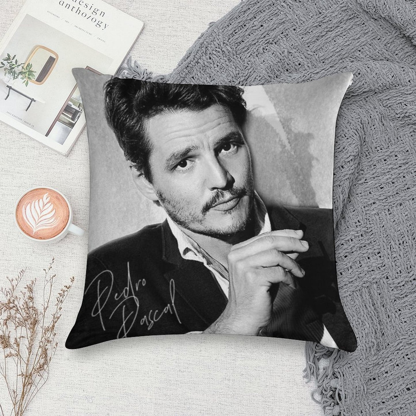 Pedro Pascal - BW III Soft Hidden Zipper Throw Pillow