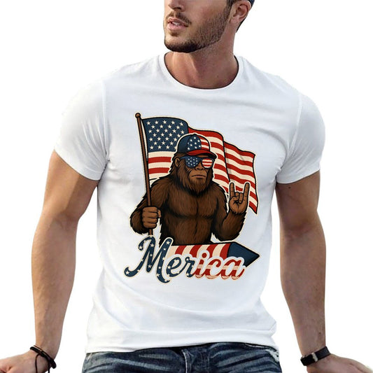 Bigfoot Merica Rock Patriotic American 4th Of July  Quick-drying T-Shirt