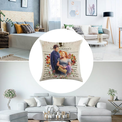 Colin Bridgerton & Penelope Featherington Lady Whistledown Society Papers Netflix Linen Throw Pillow Cover