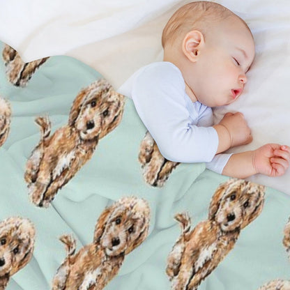 Poodle Goldendoodle Puppy Watercolor Illustration Throw Blanket