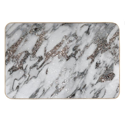 Classic White Marble Silver Glam #1 (Photo of Glitter Only - Not Reflective) Bath Mat