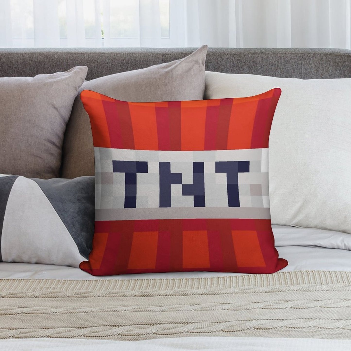 Minecraft TNT Block Soft Bedroom Essential Throw Pillow