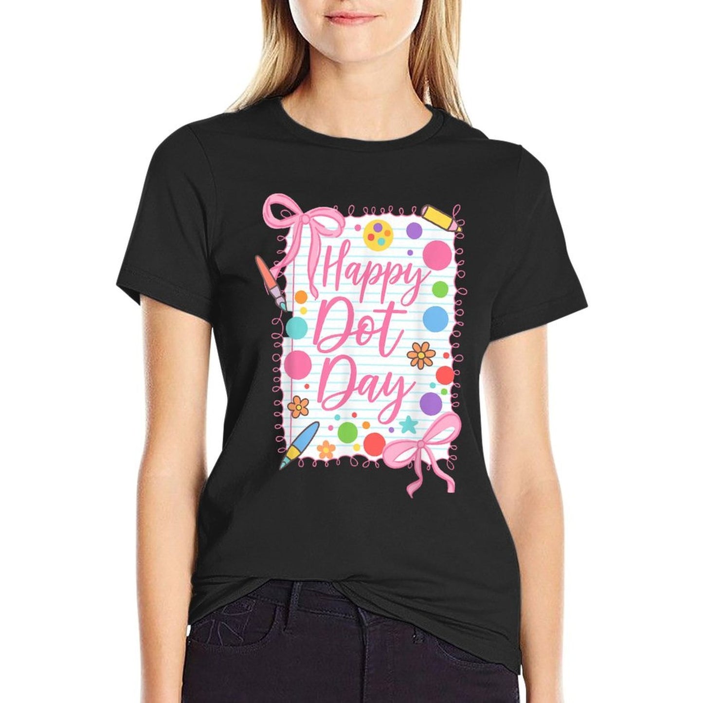 Happy Dot Day Bow Coquette for Teacher Girls  Tagless Design T-Shirt