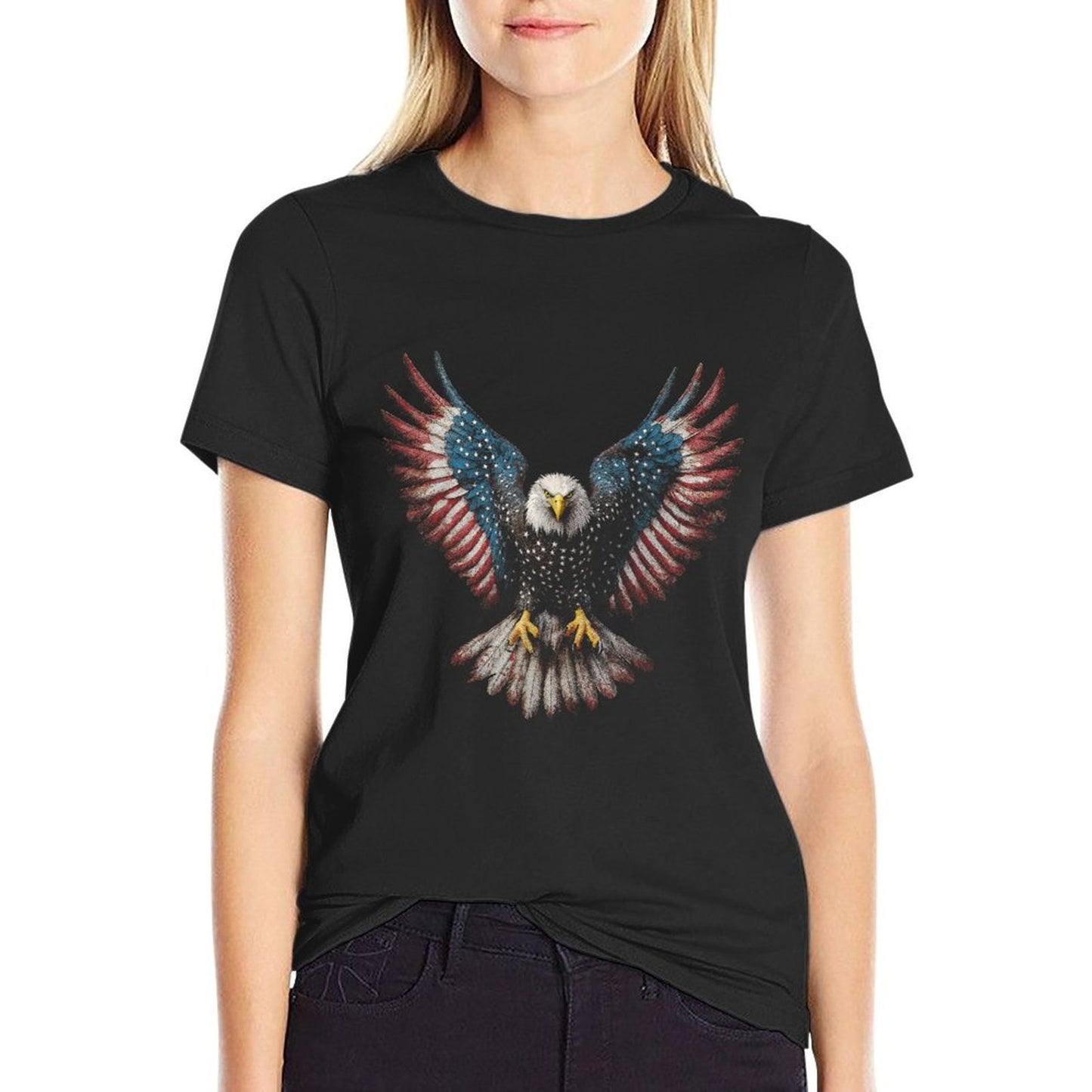 American Bald Eagle 4th of July USA Patriotic Men Women  High-quality Stitching T-Shirt