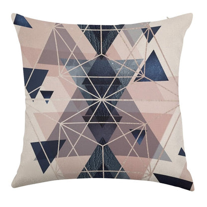 Blush Navy Geometric Linen Throw Pillow Cover
